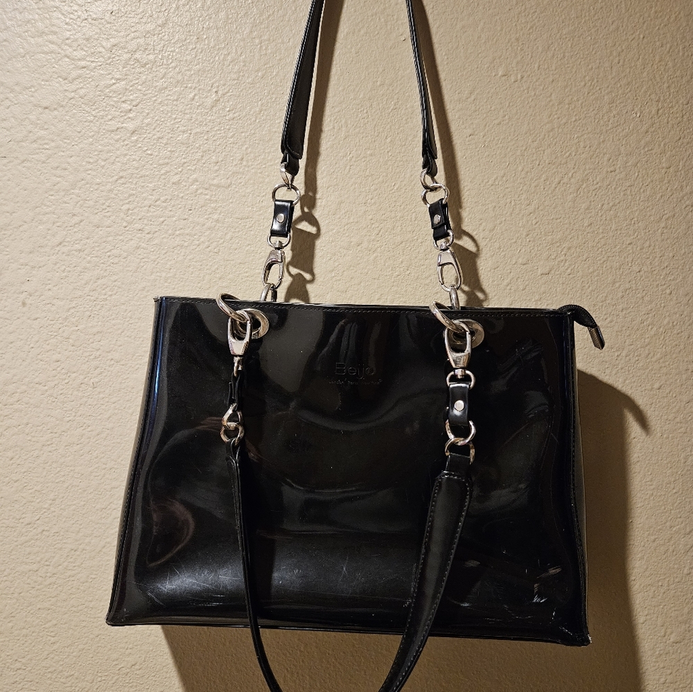 Beijo black patent leather purse
